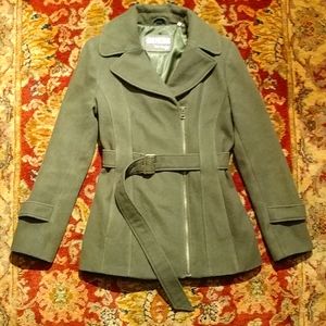 ❄️HPx2❄️GUESS Asymmetrical Pea Coat, Olive Green